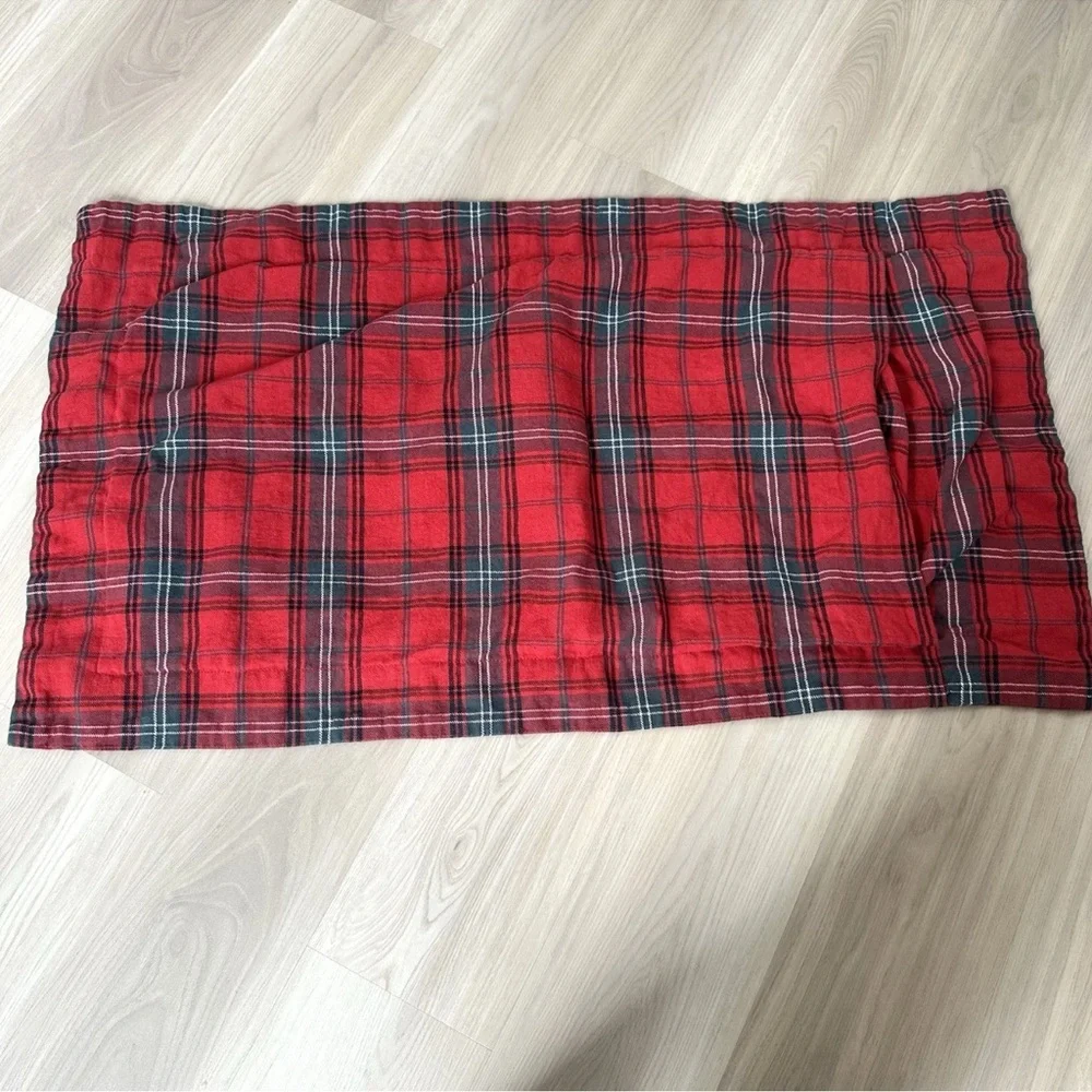Williams Sonoma Linen Blend Duvet King Size Red Tartan Plaid NO INSERT